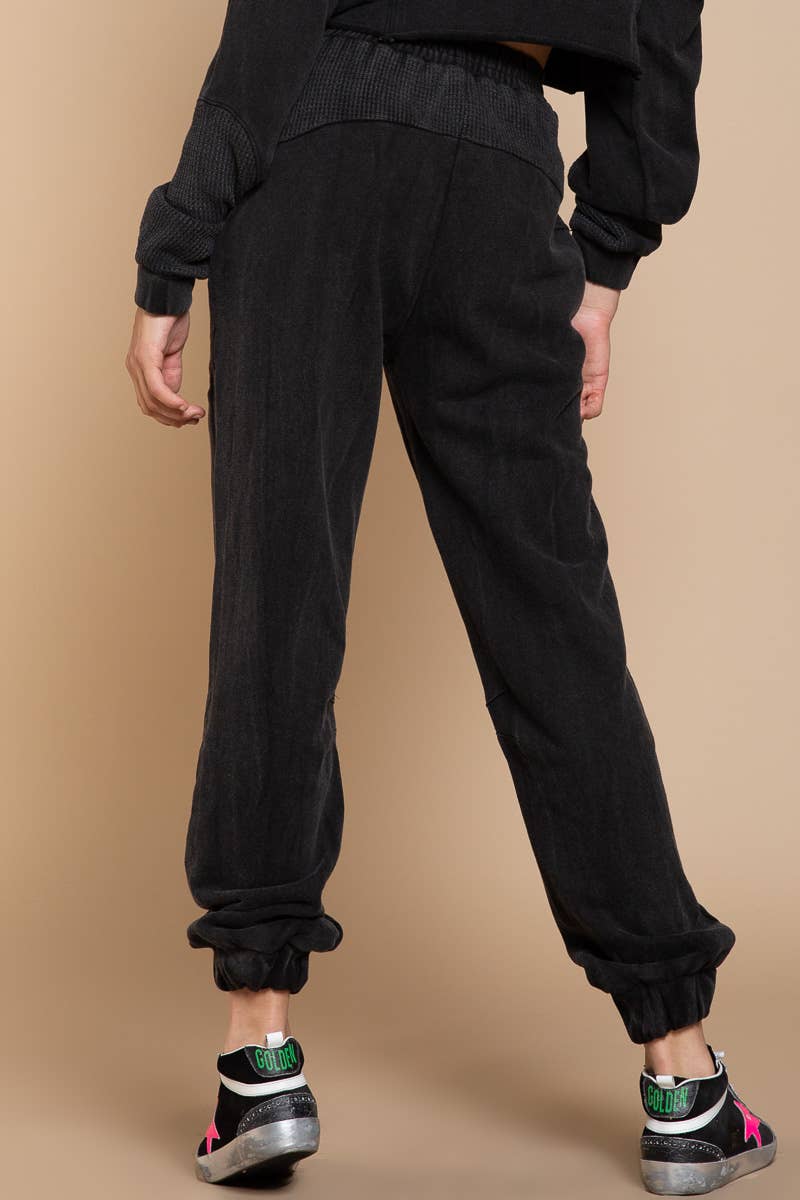 Solid drawstring front pockets jogger pants