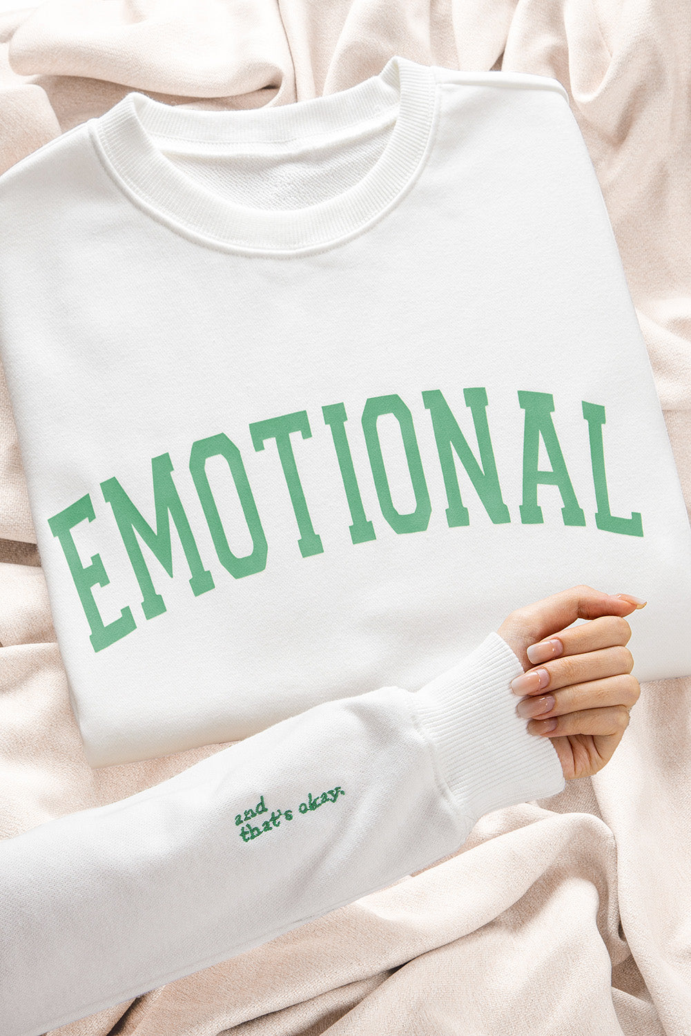 EMOTIONAL (And That's Okay) Beige Graphic Sweatshirt