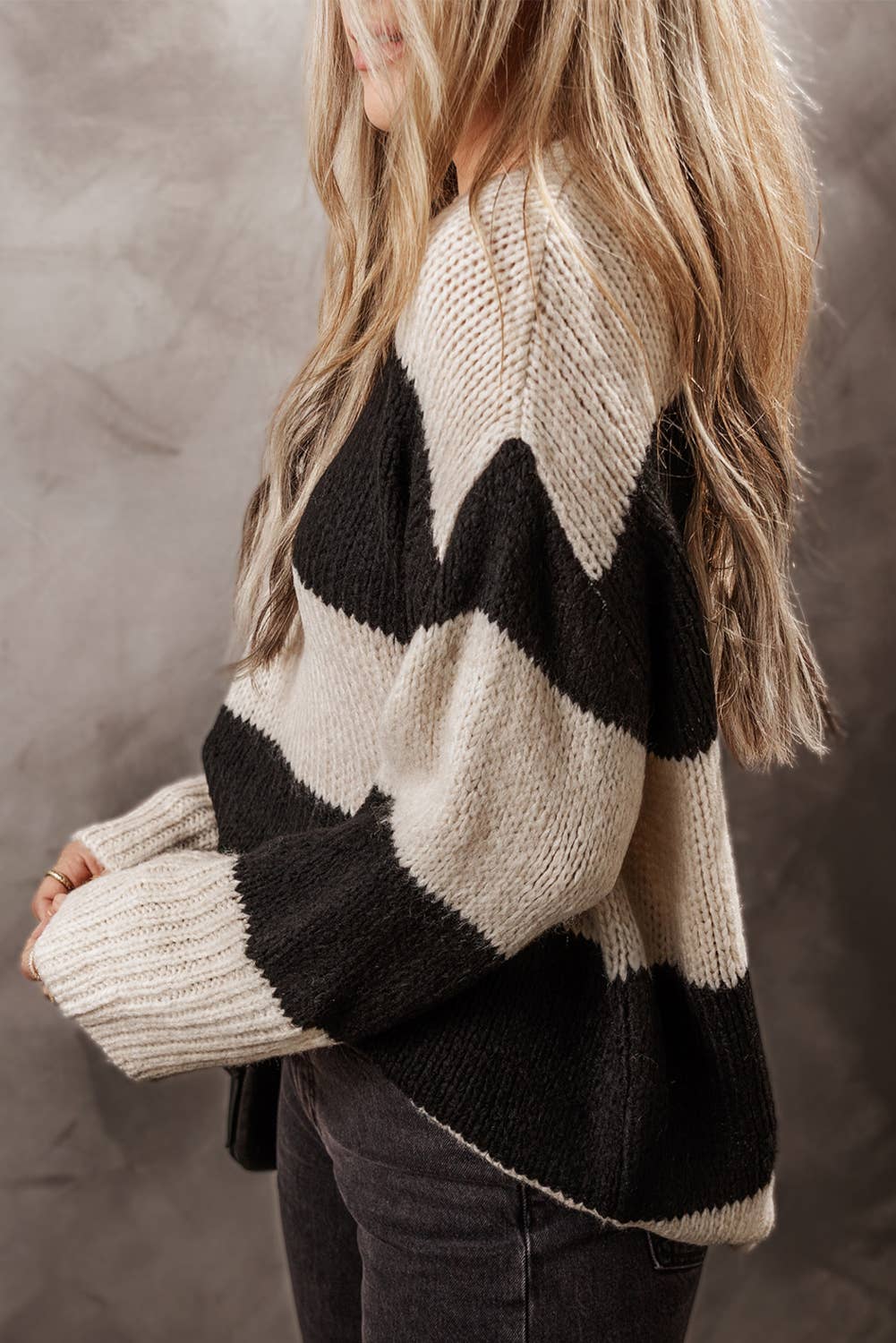 Color block Striped Loose Fit Knit Sweater