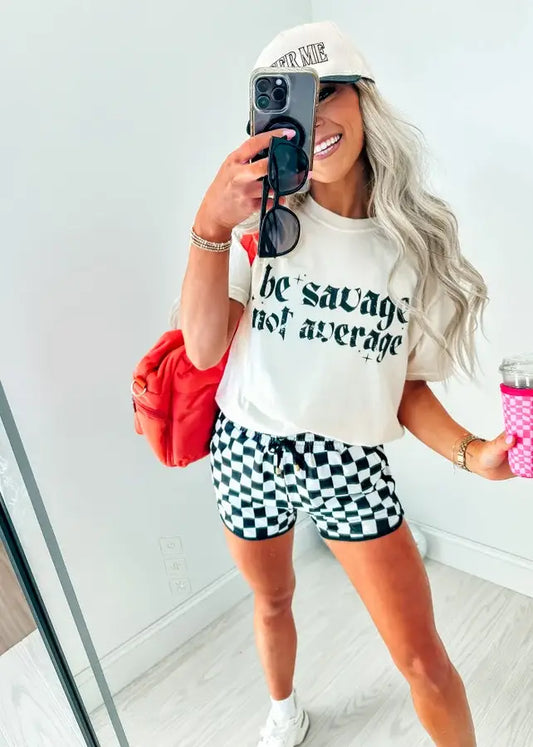 Be Savage Not Average Ivory Short Sleeve Graphic Tee