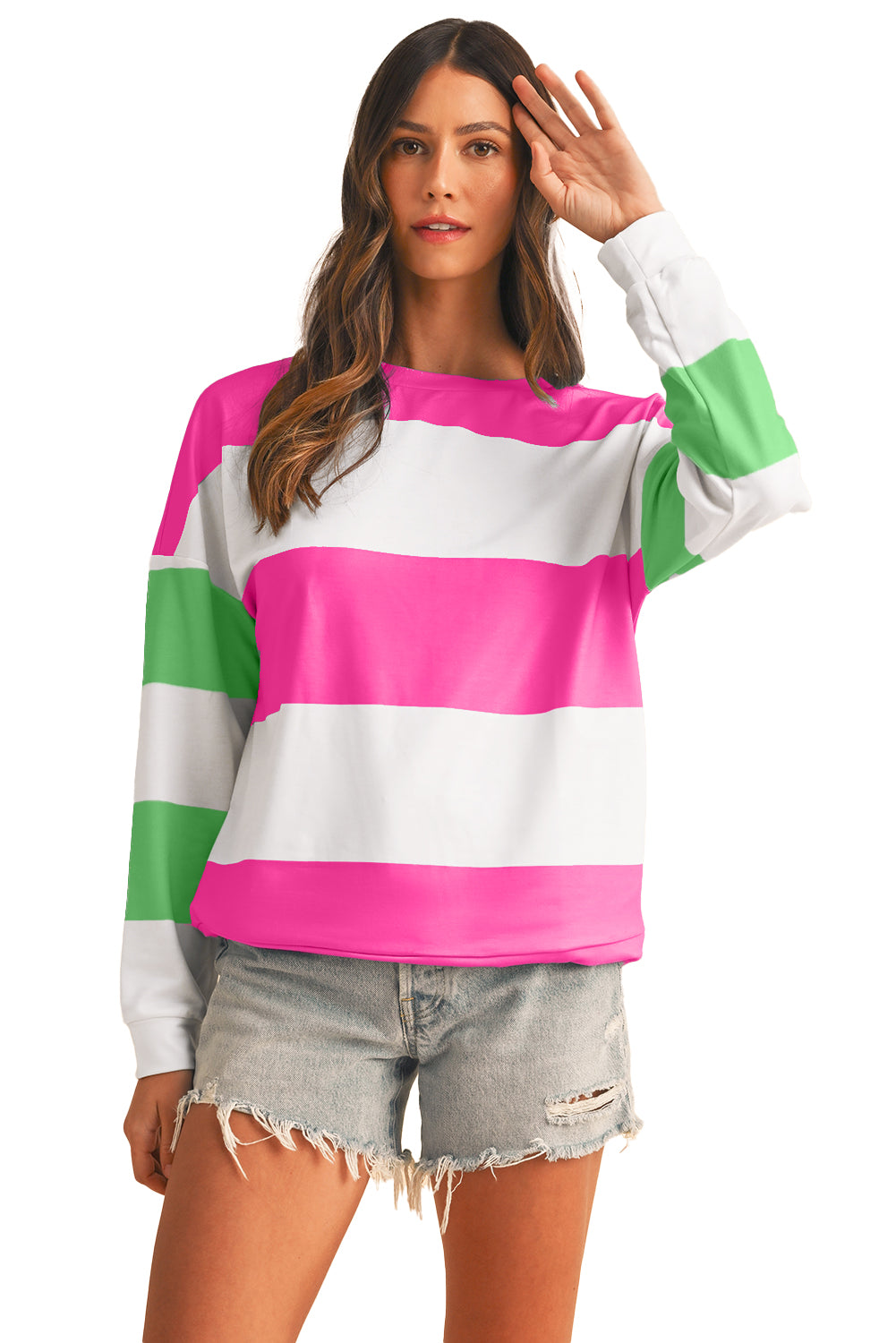 Rose Red Colorblock Drop Sleeve Top