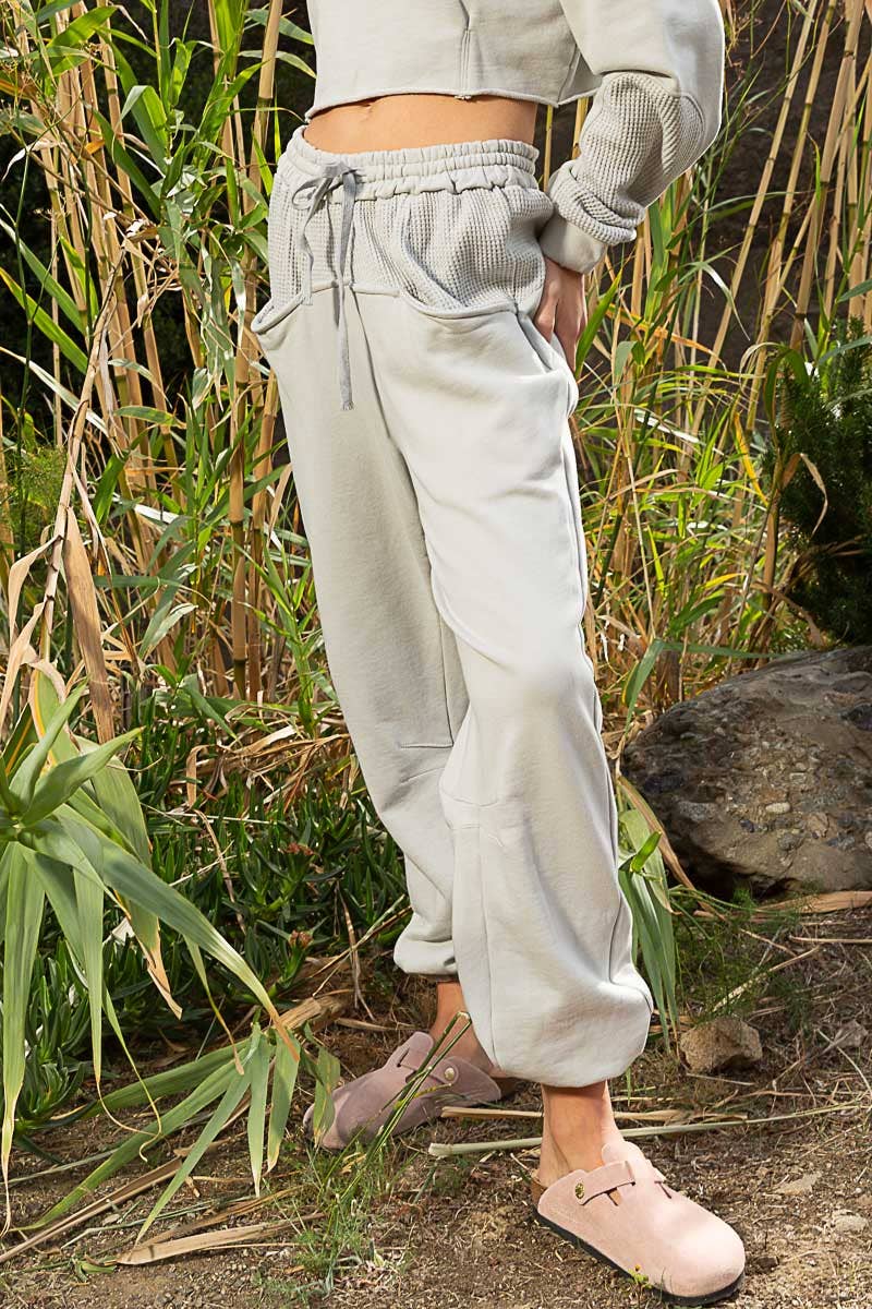 Solid drawstring front pockets jogger pants
