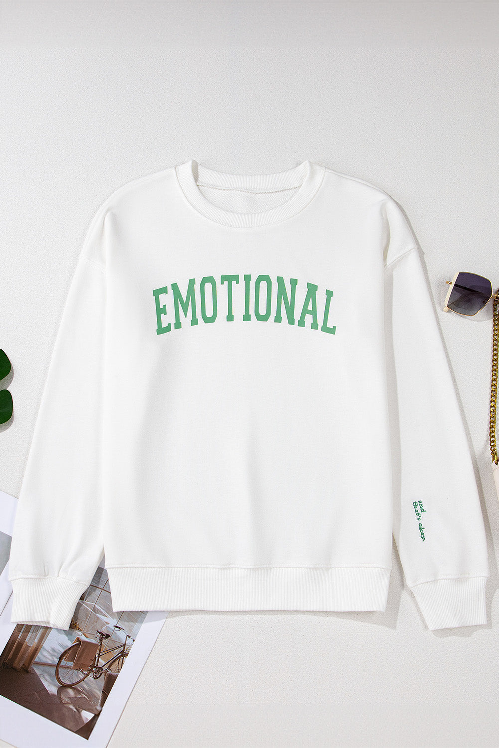 EMOTIONAL (And That's Okay) Beige Graphic Sweatshirt