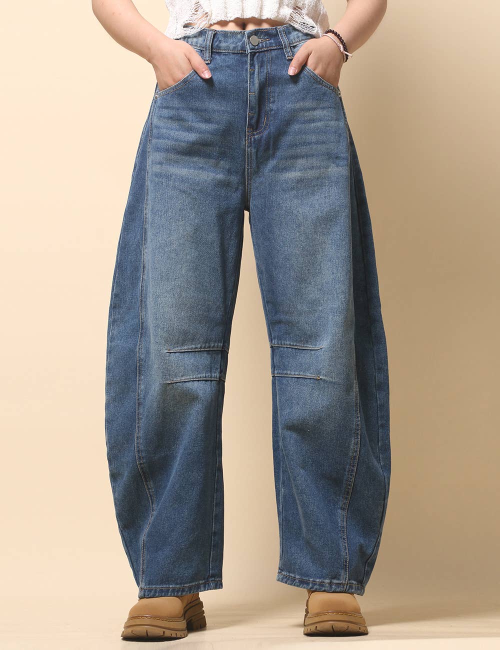 Paint Splatter Wide Leg Jeans Barrel Denim