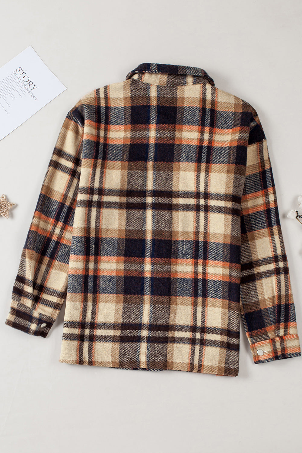 Brown Plaid Button Up Long Sleeve Flannel Shacket