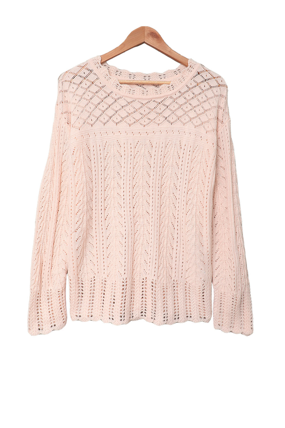 Pink Solid Casual Drop Shoulder Knit Sweater