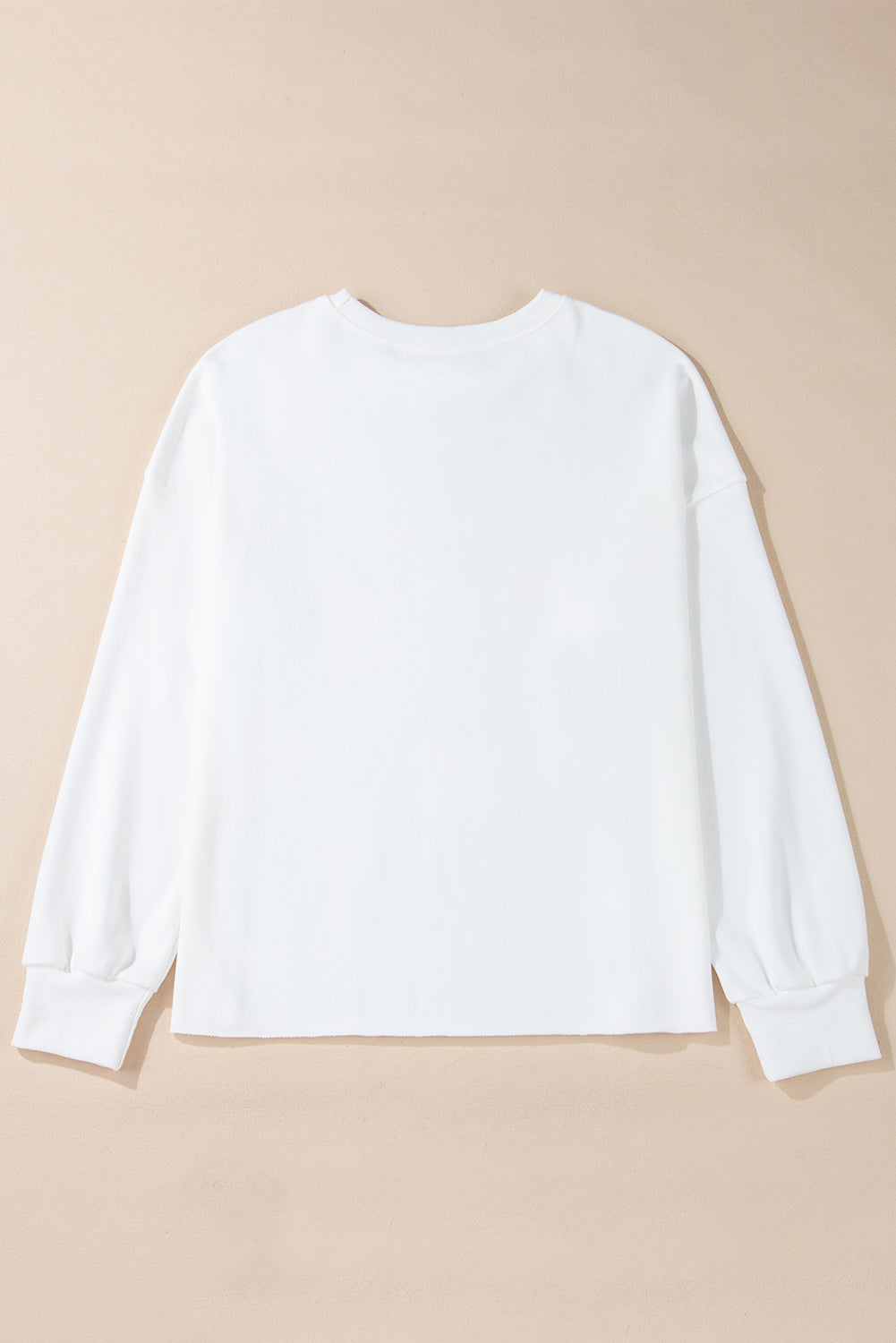 White Bowknot Edgeless Design Loose Drop Sleeve Sweatshirt