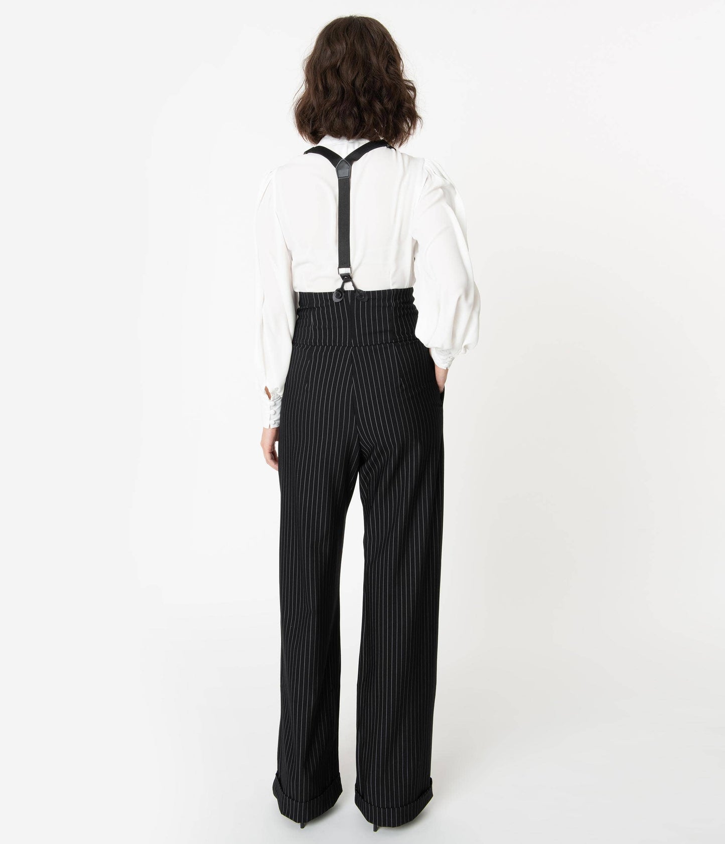 Unique Vintage Black & White Pin Stripe Thelma Suspender Pan