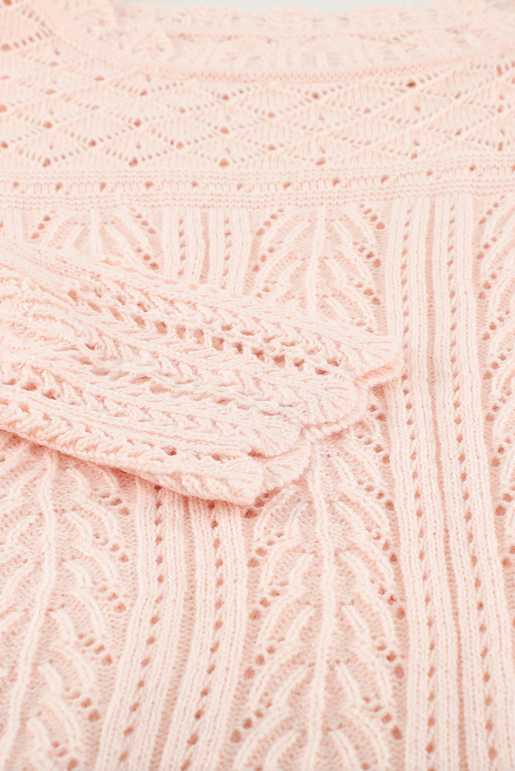 Pink Solid Casual Drop Shoulder Knit Sweater