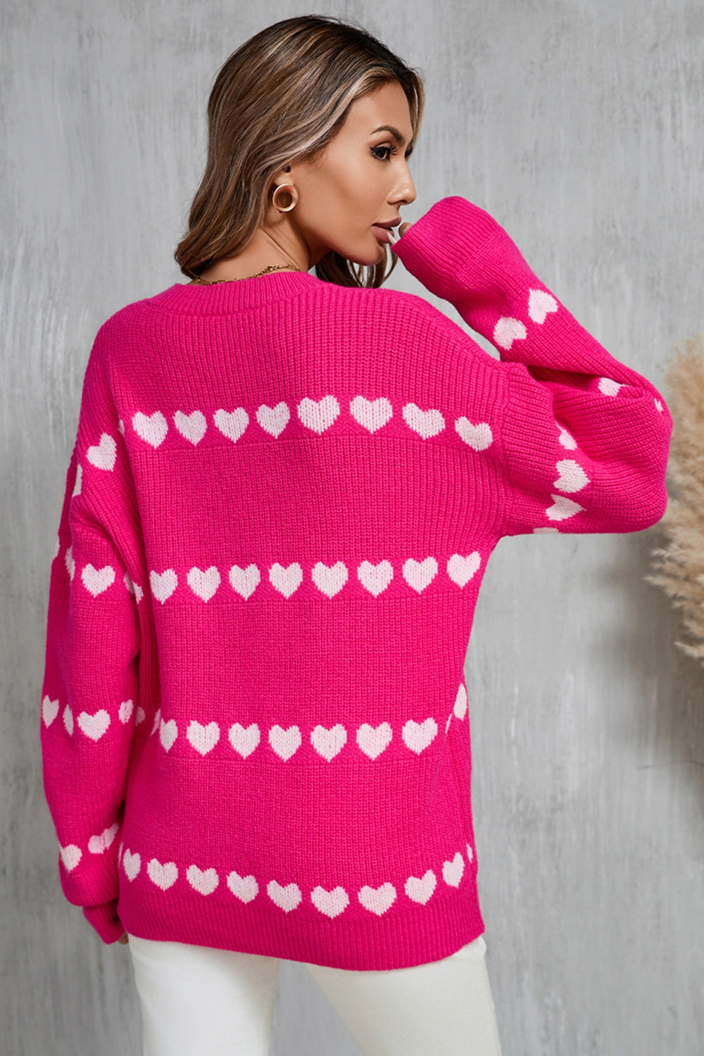 Angel Wings Heart Round Neck Long Sleeve Sweater