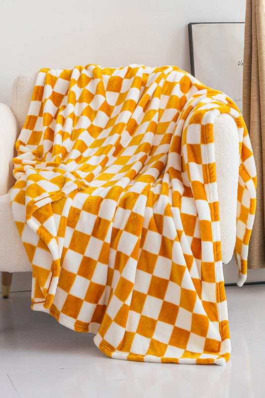 Yellow Checkerboard Printed Soft Throw Blanket 120*200cm