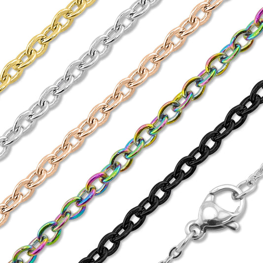 Stainless Steel Loop Chain Necklace-Rose Gold