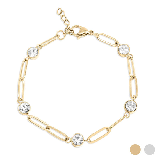 Stone Paperclip Chain Bracelet