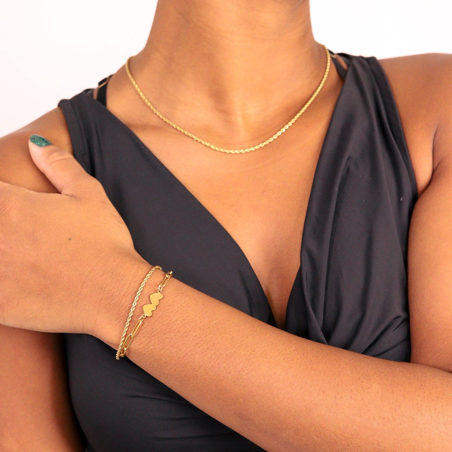 2 Heart Paperclip Bracelet
