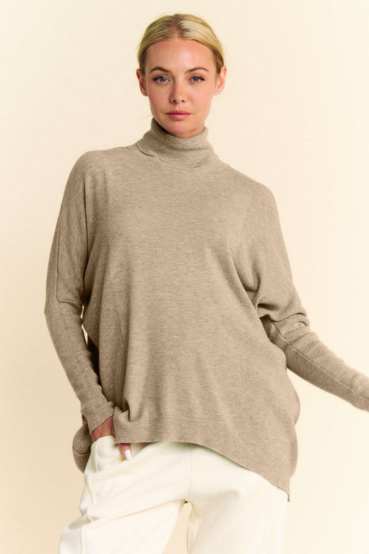 Davi & Dani Turtleneck Long Sleeve Knit Top