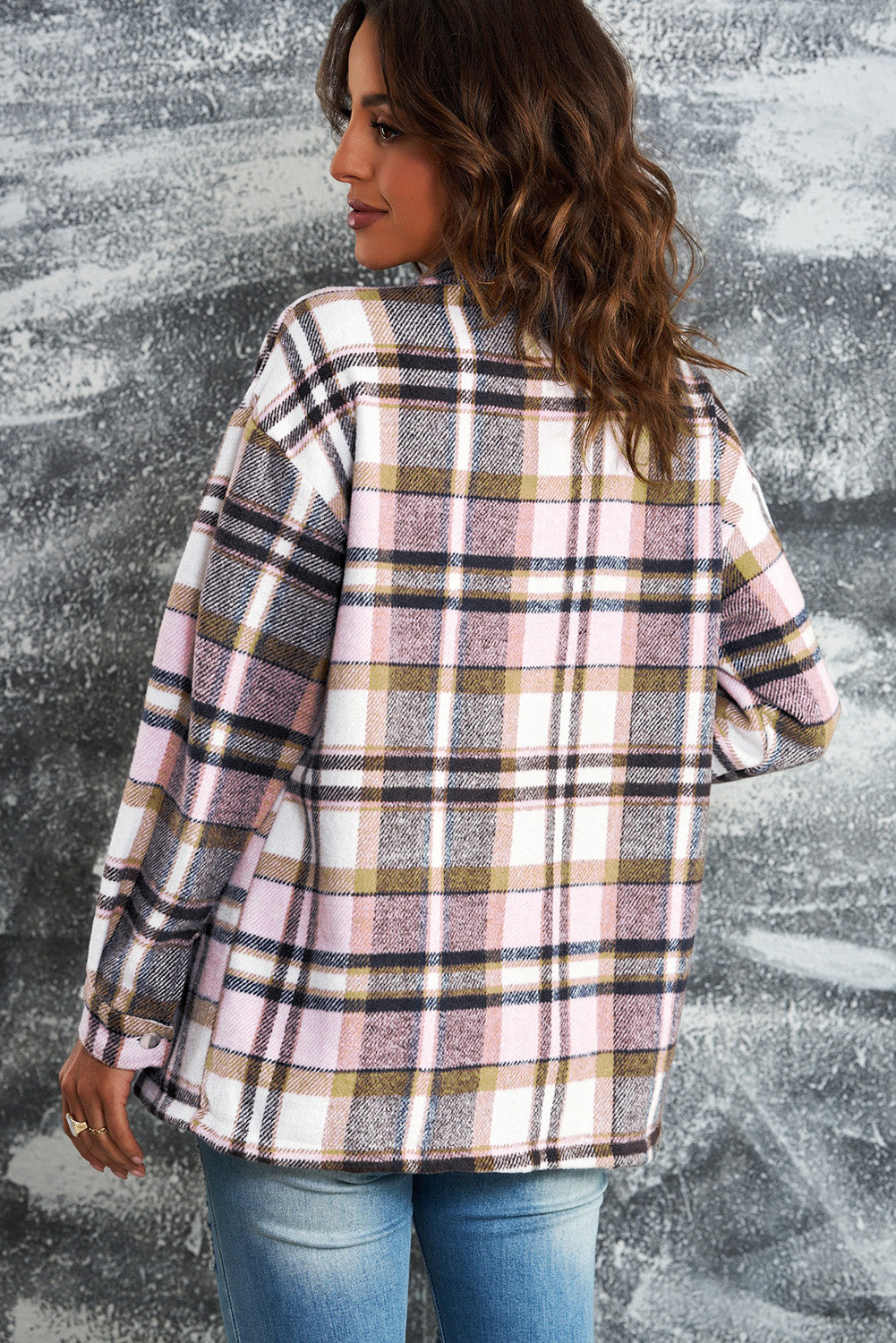 Brown Plaid Button Up Long Sleeve Flannel Shacket