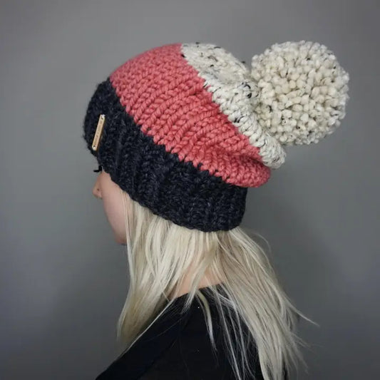 The Aspen Colorblock Beanie - Handmade Knit Hat, Warm Winter