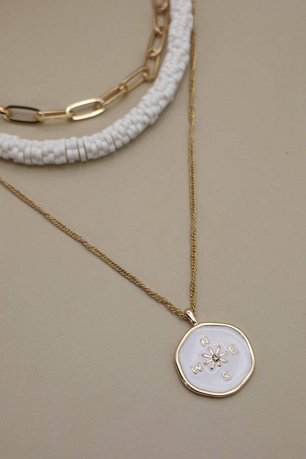 TRIPLE LAYER COMPASS HEISI BEAD NECKLACE