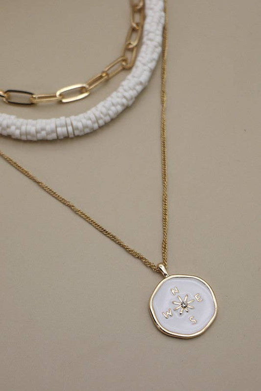 TRIPLE LAYER COMPASS HEISI BEAD NECKLACE