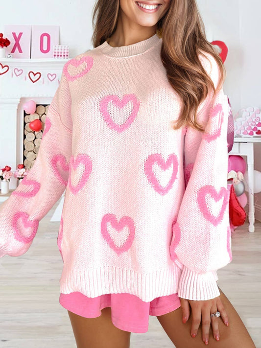 Heart Shape Bubble Sleeve Baggy Sweater