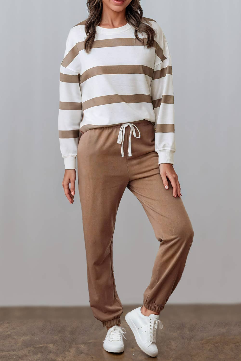 CAMPFIRE NIGHTS Cozy Striped Top & Jogger Pants Set