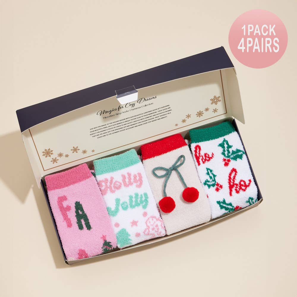 Holly Jolly Christmas Gift Socks 4 pairs
