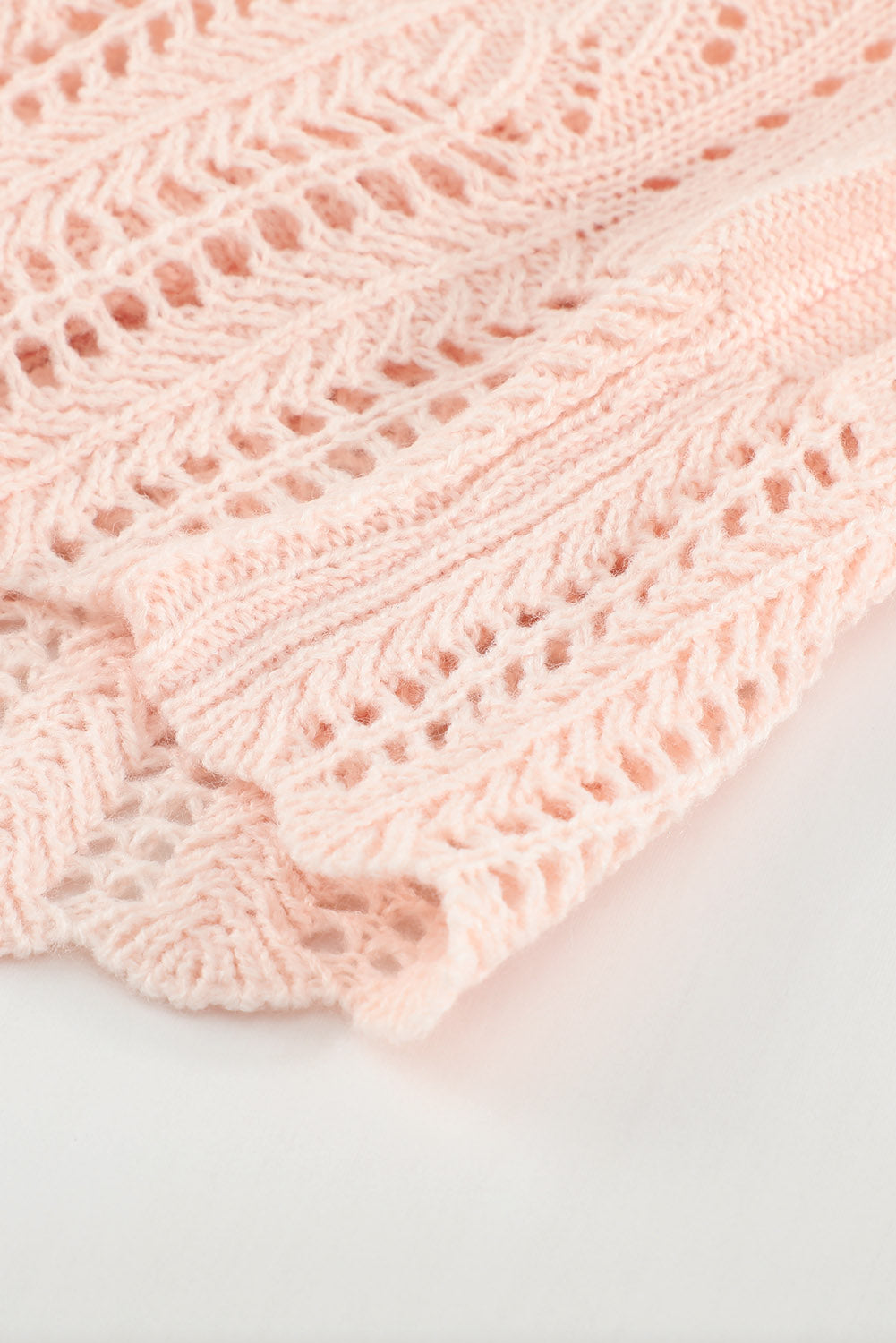 Pink Solid Casual Drop Shoulder Knit Sweater