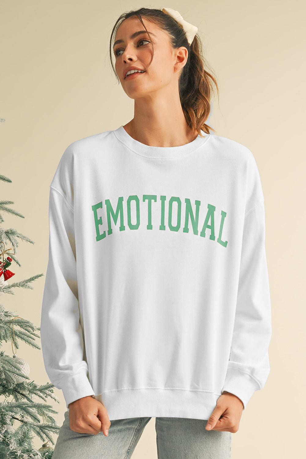 EMOTIONAL (And That's Okay) Beige Graphic Sweatshirt