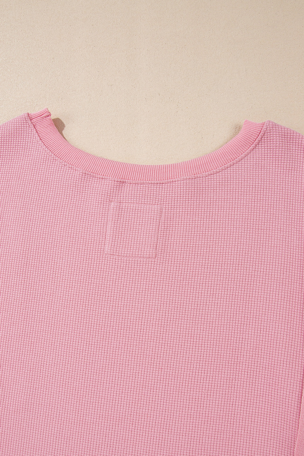 Pink Waffle Bishop Sleeve Split Oversized Sweatshirt