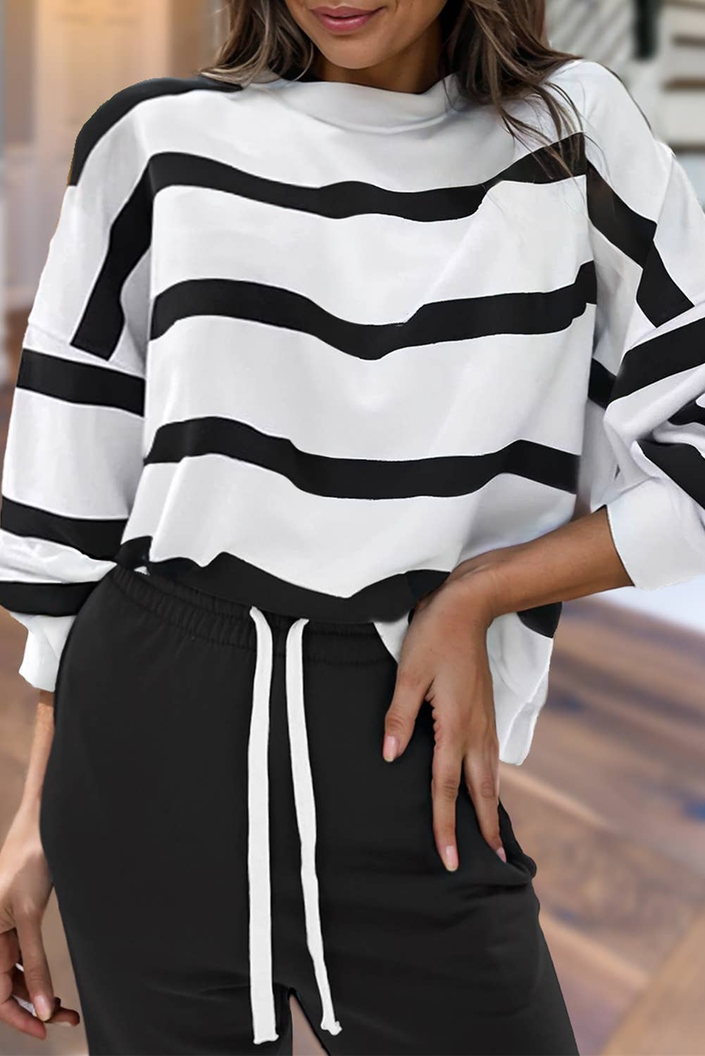 CAMPFIRE NIGHTS Cozy Striped Top & Jogger Pants Set