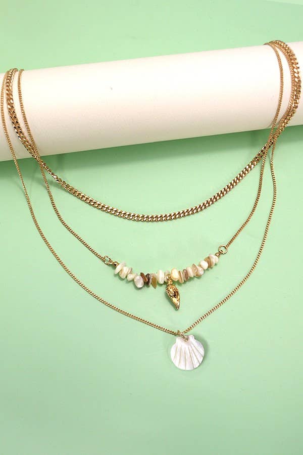 MULTI LAYER OCEAN SEASHELL CONCH NECKLACE