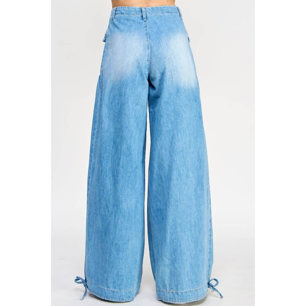 Oh My Genie Ankle Drawstring Wide Denim Pants