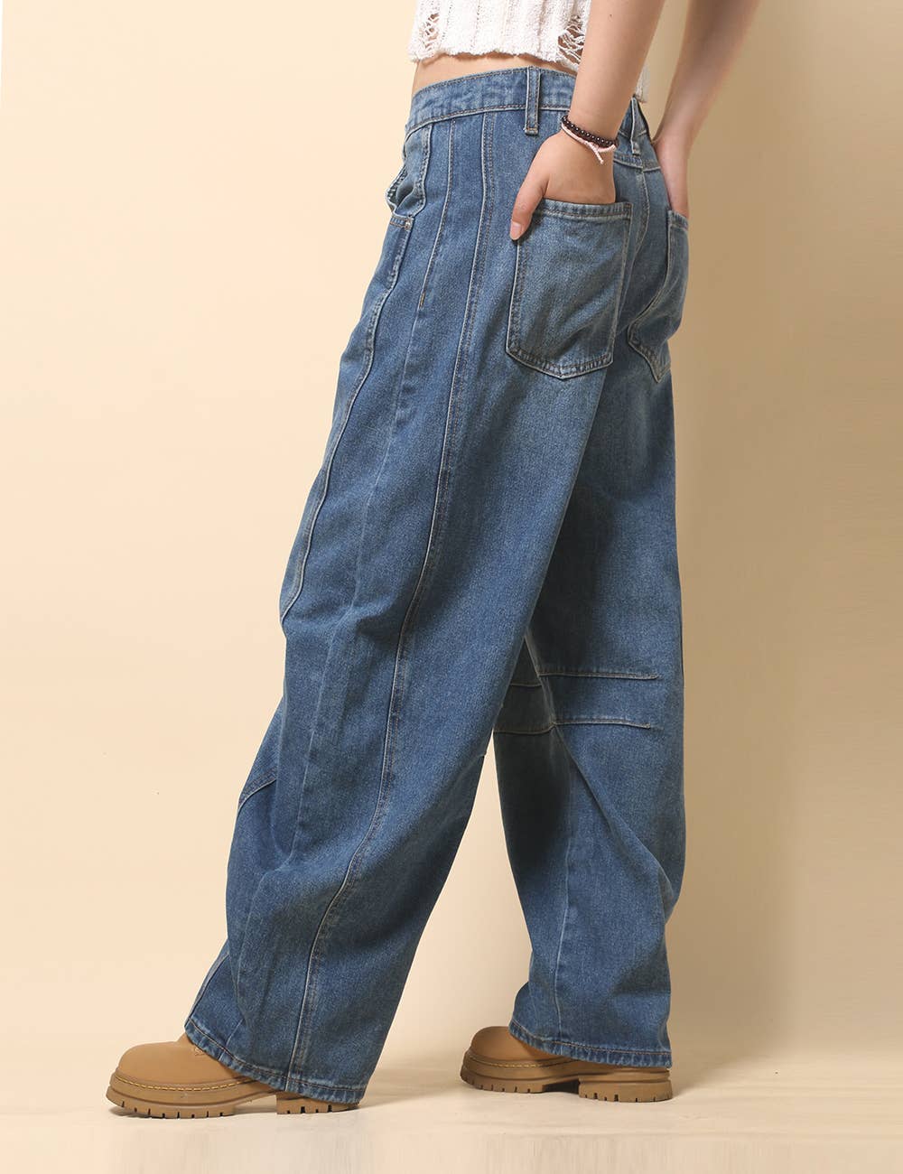 Paint Splatter Wide Leg Jeans Barrel Denim