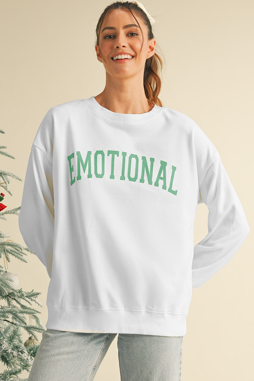 EMOTIONAL (And That's Okay) Beige Graphic Sweatshirt