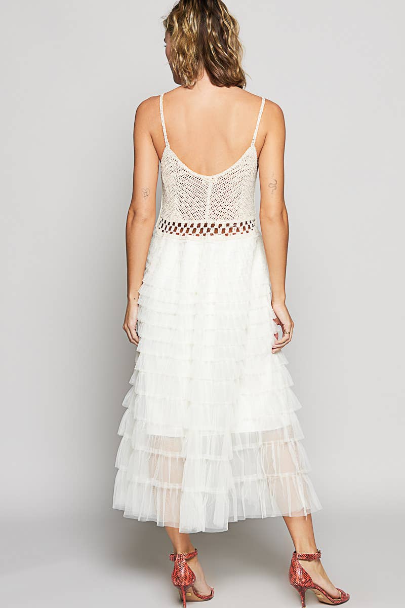 POL Kris crochet lace ruffle dress