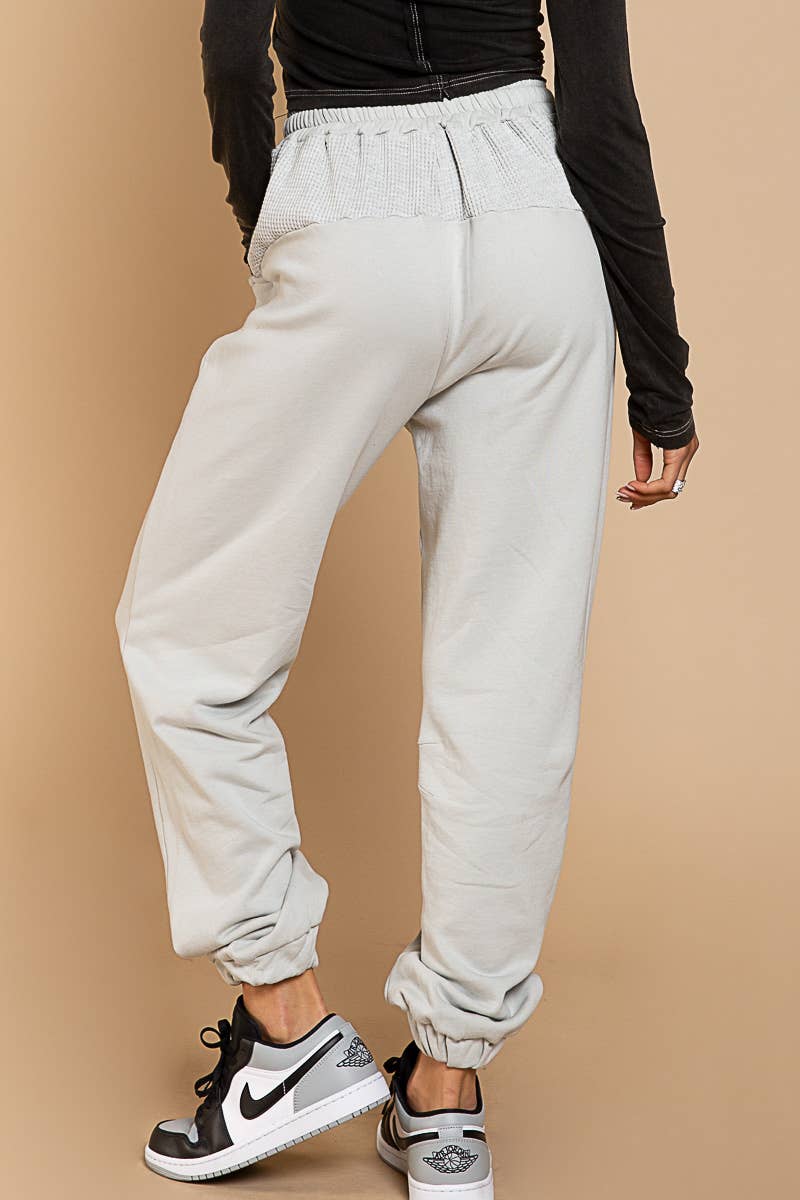 Solid drawstring front pockets jogger pants