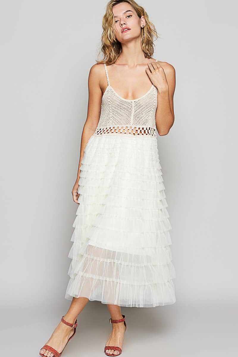 POL Kris crochet lace ruffle dress