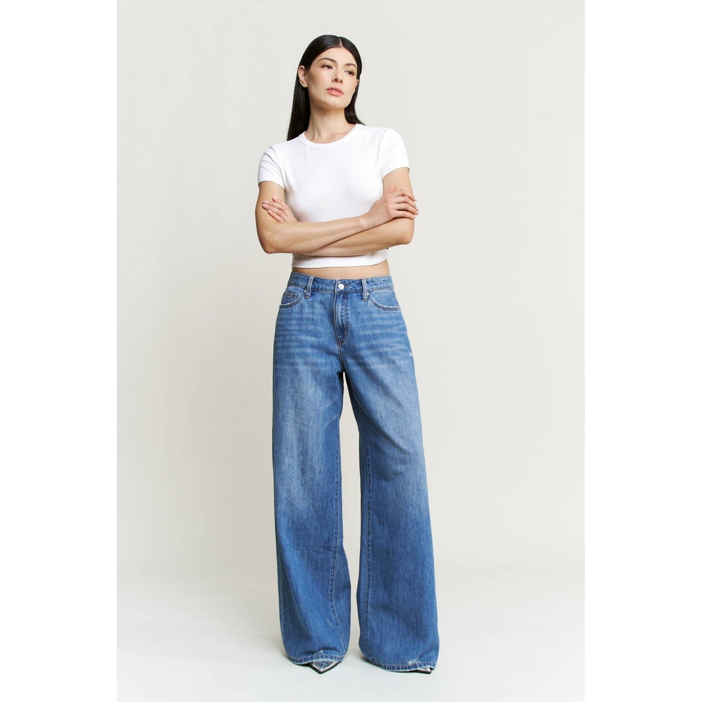 MICA LE BLEU HIGH RISE WIDE LEG JEANS