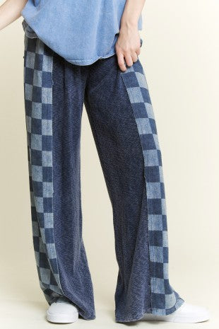 JHER Mineral wash Checkerboard Detail Sweater Pants