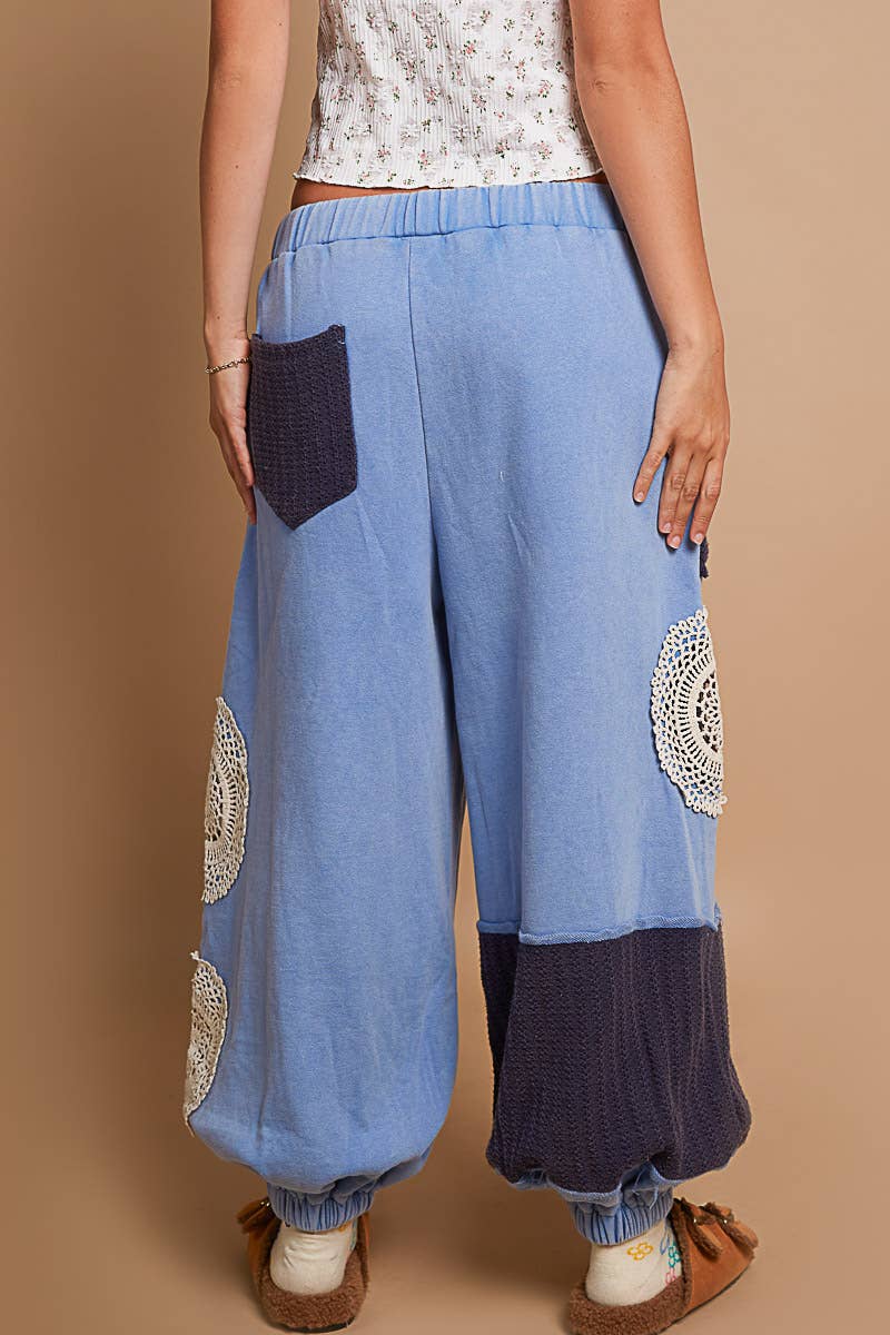 Tomato Soup  Cut and Sew mix trim detail pants