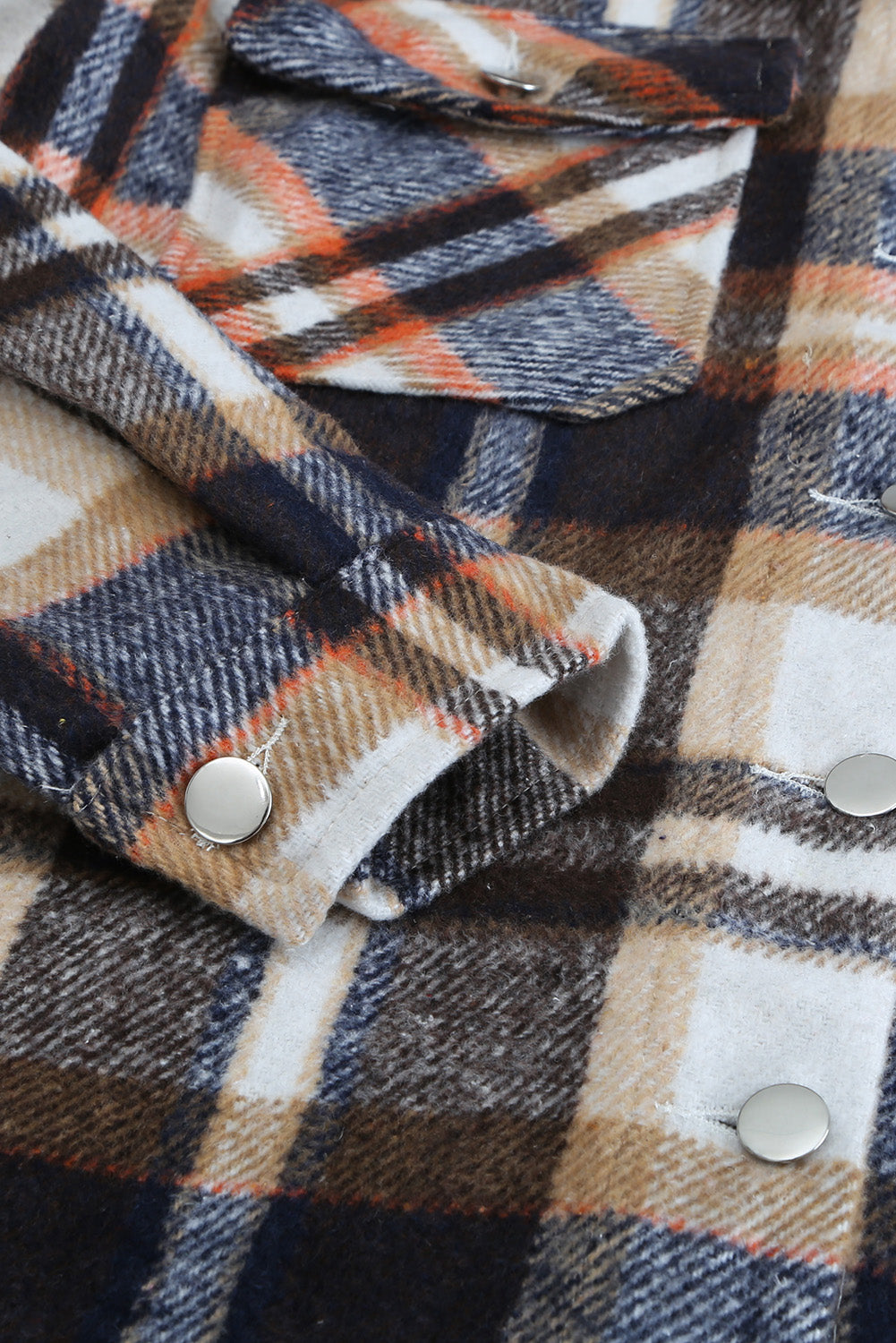 Brown Plaid Button Up Long Sleeve Flannel Shacket