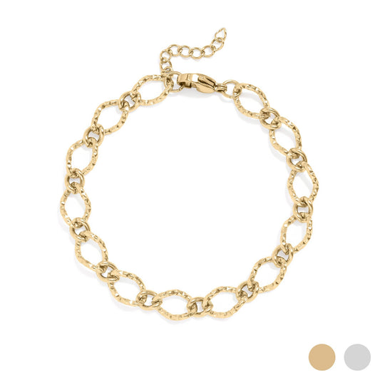 Hammered Oval Chain Bracelet