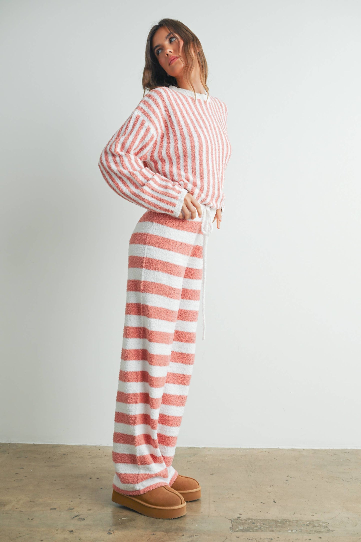 COZY STRIPED DRAWSTRING PANTS