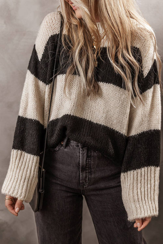 Color block Striped Loose Fit Knit Sweater
