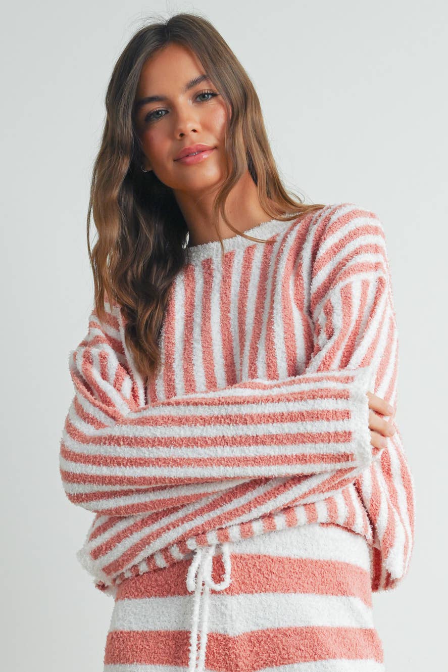 COZY STRIPED ROUND NECK SWEATER - BMW7492