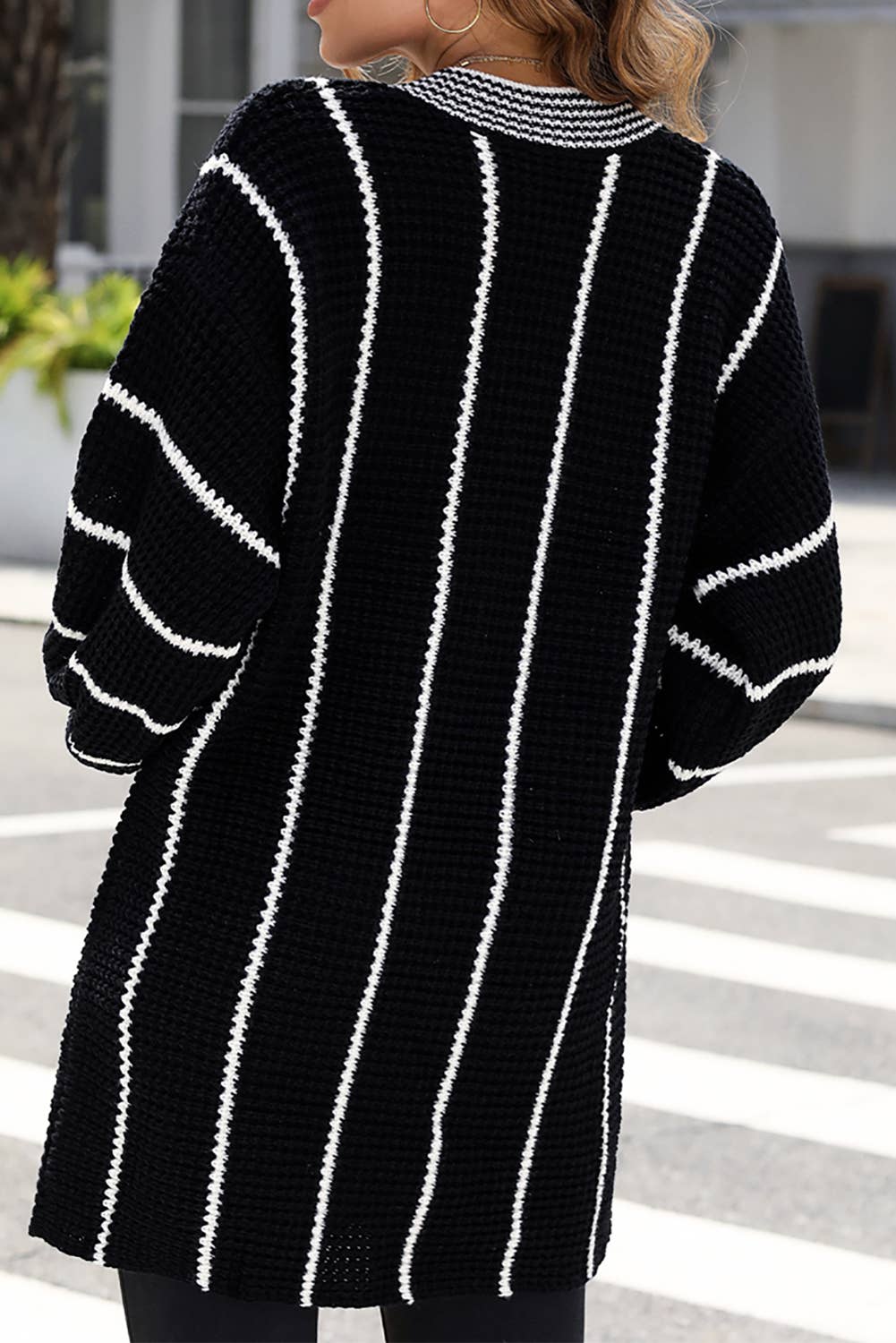 Oversized Striped V Neck Knit Sweater | S-2XL