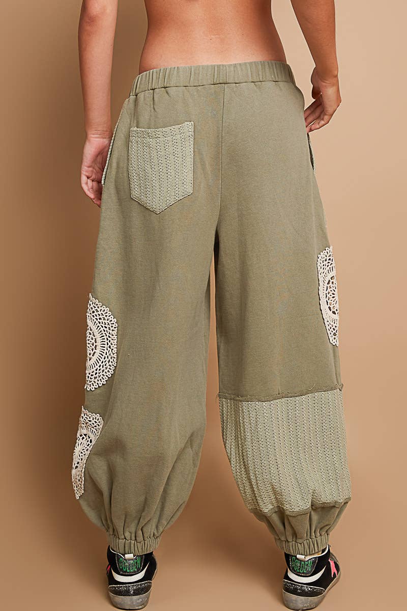 Tomato Soup  Cut and Sew mix trim detail pants
