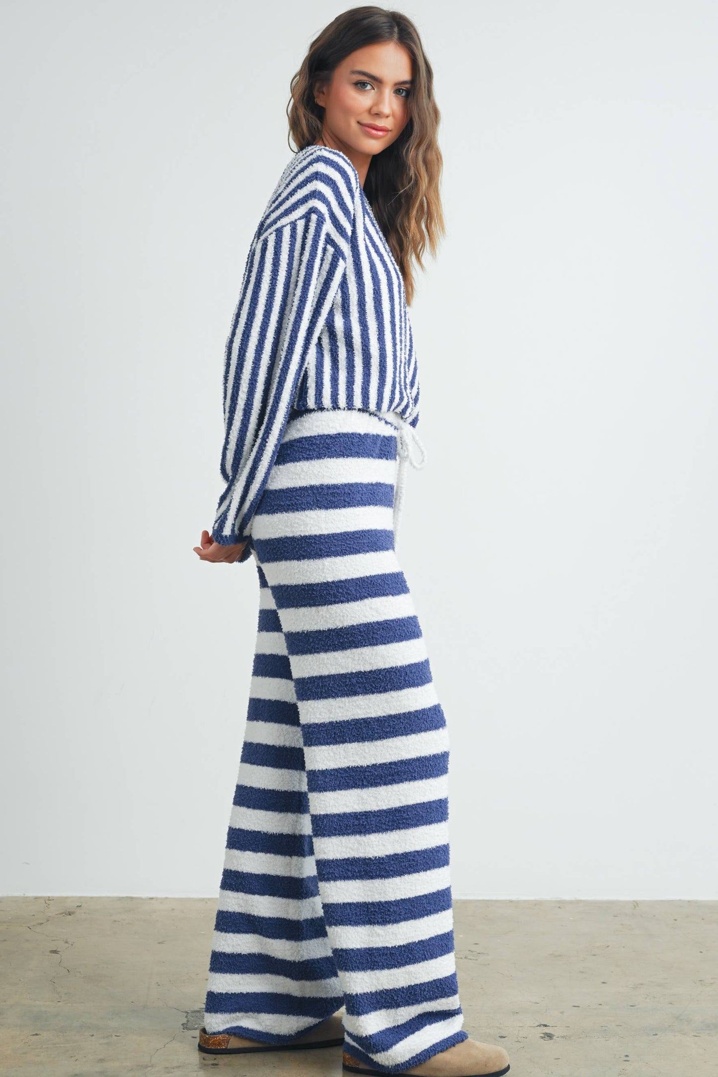 COZY STRIPED DRAWSTRING PANTS
