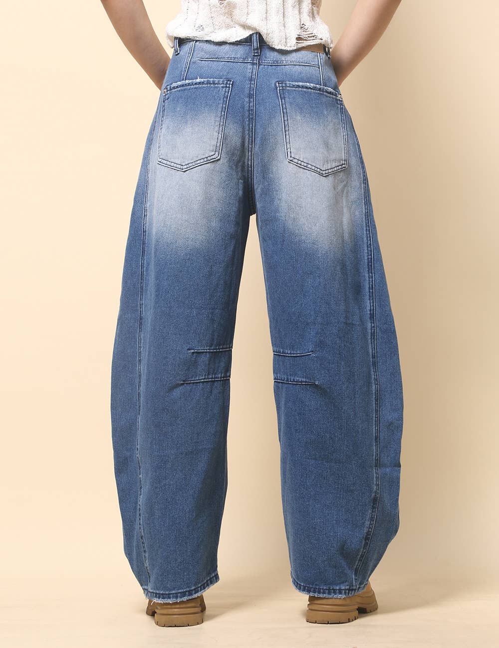 Paint Splatter Wide Leg Jeans Barrel Denim