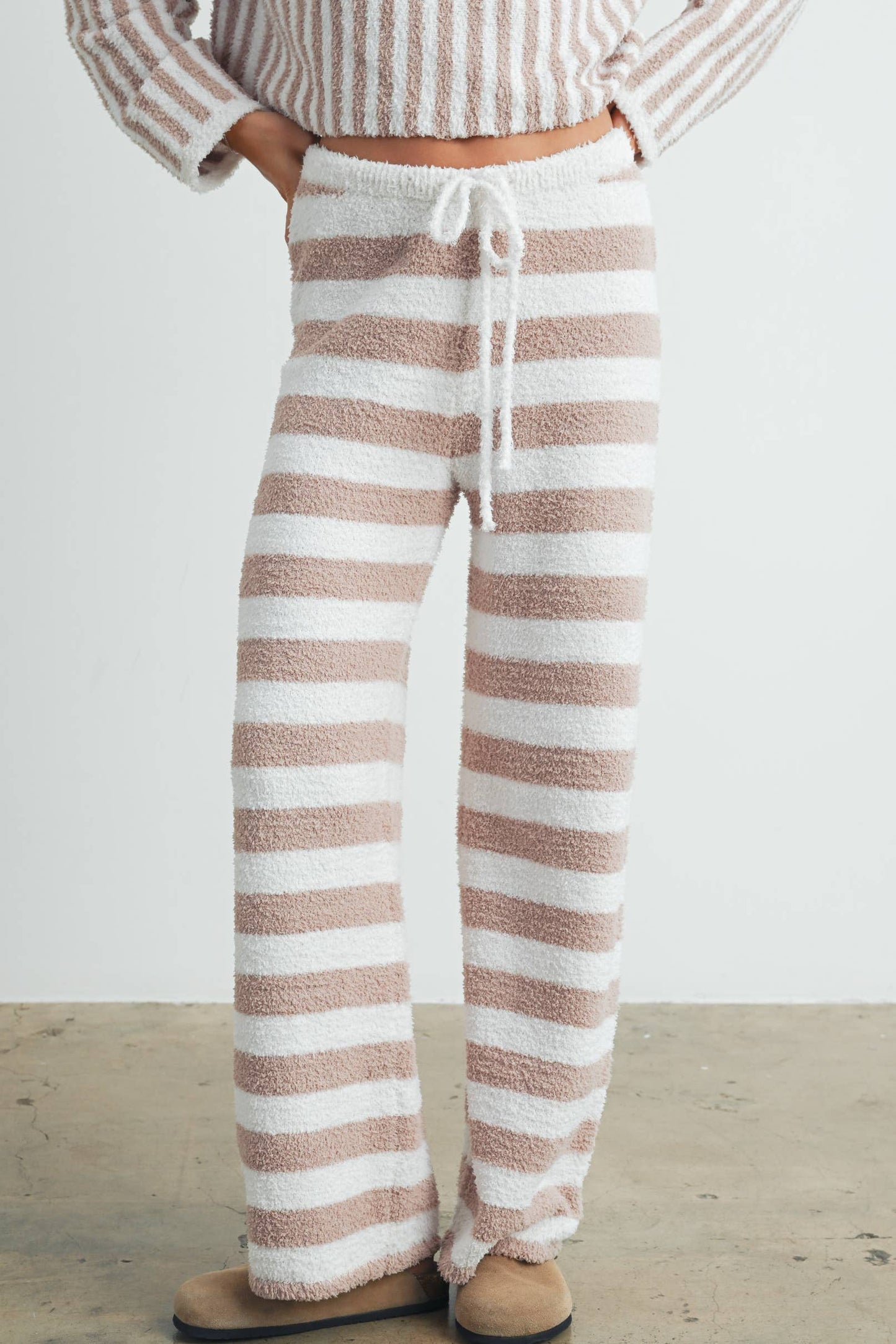 COZY STRIPED DRAWSTRING PANTS